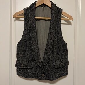 Free People Charcoal Tweed Sweater Vest